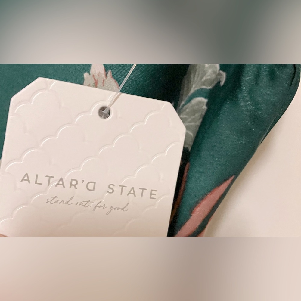 Altar'd State Green and Pink Silky Floral Midi Slip Dress - Size Small - Picture 8 of 9